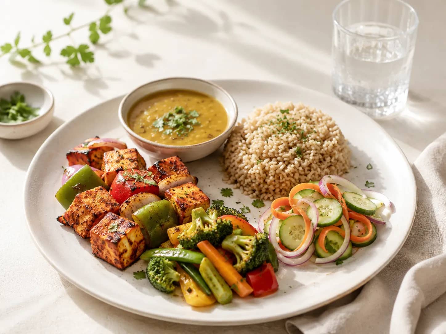 Healthy plate of Indian food