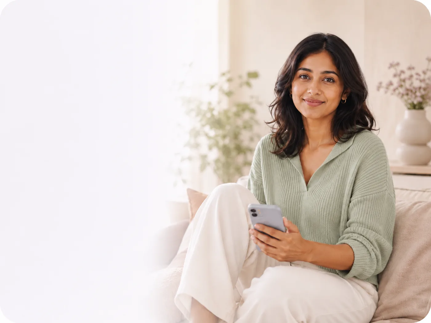Woman resting while preparing to discuss heavy periods and fatigue with a clinician