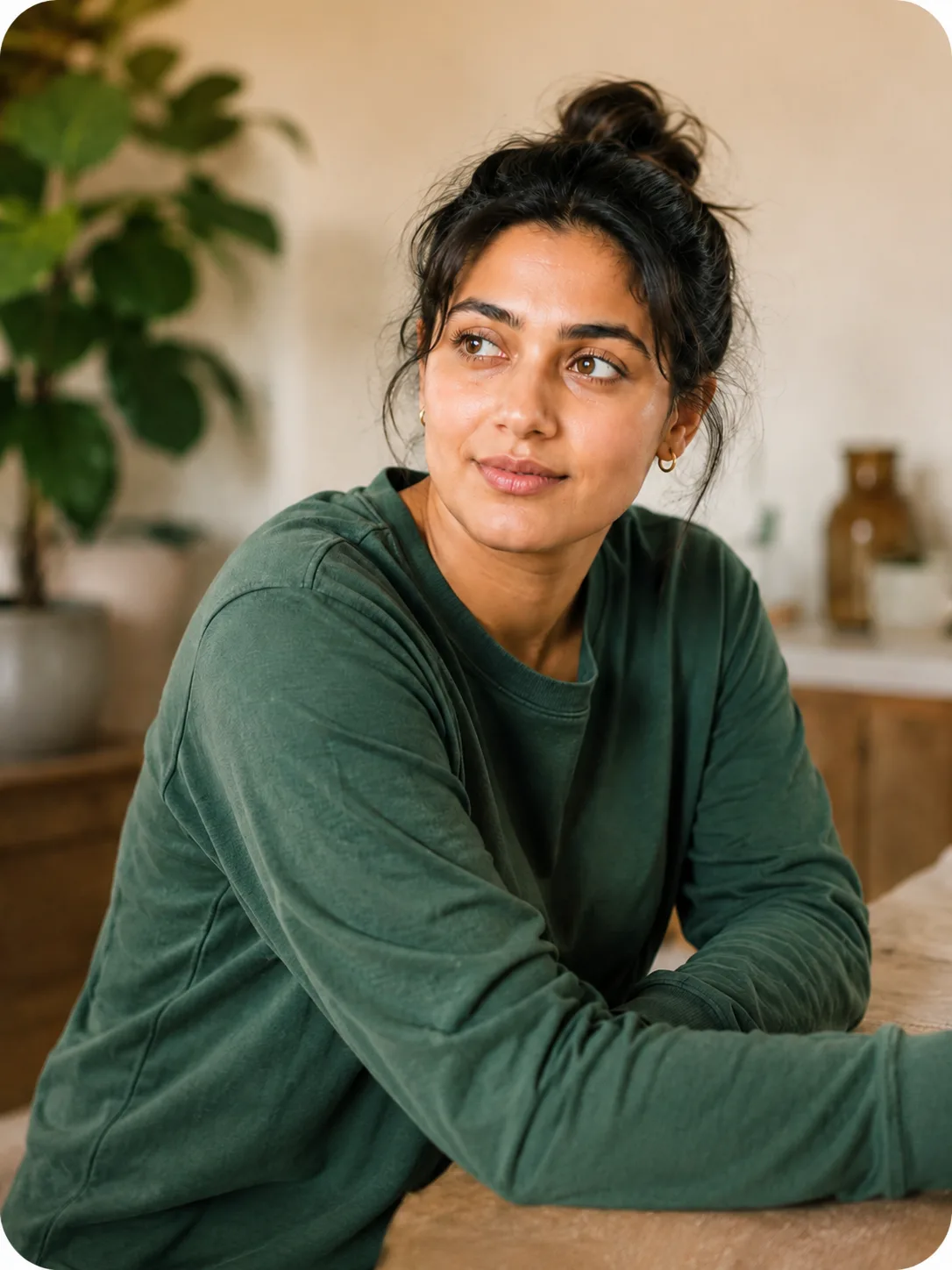 Woman considering her personalised health plan