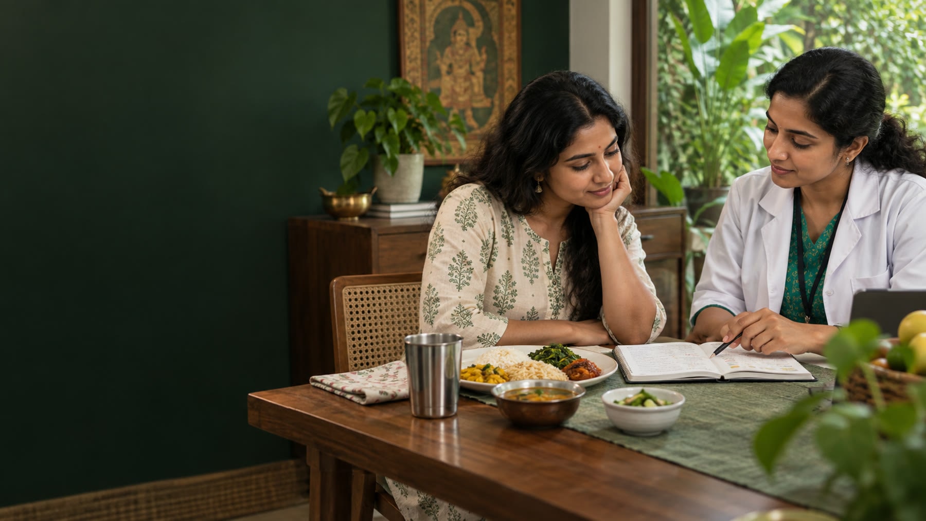Indian adult noting meal patterns while receiving support for recurring bloating