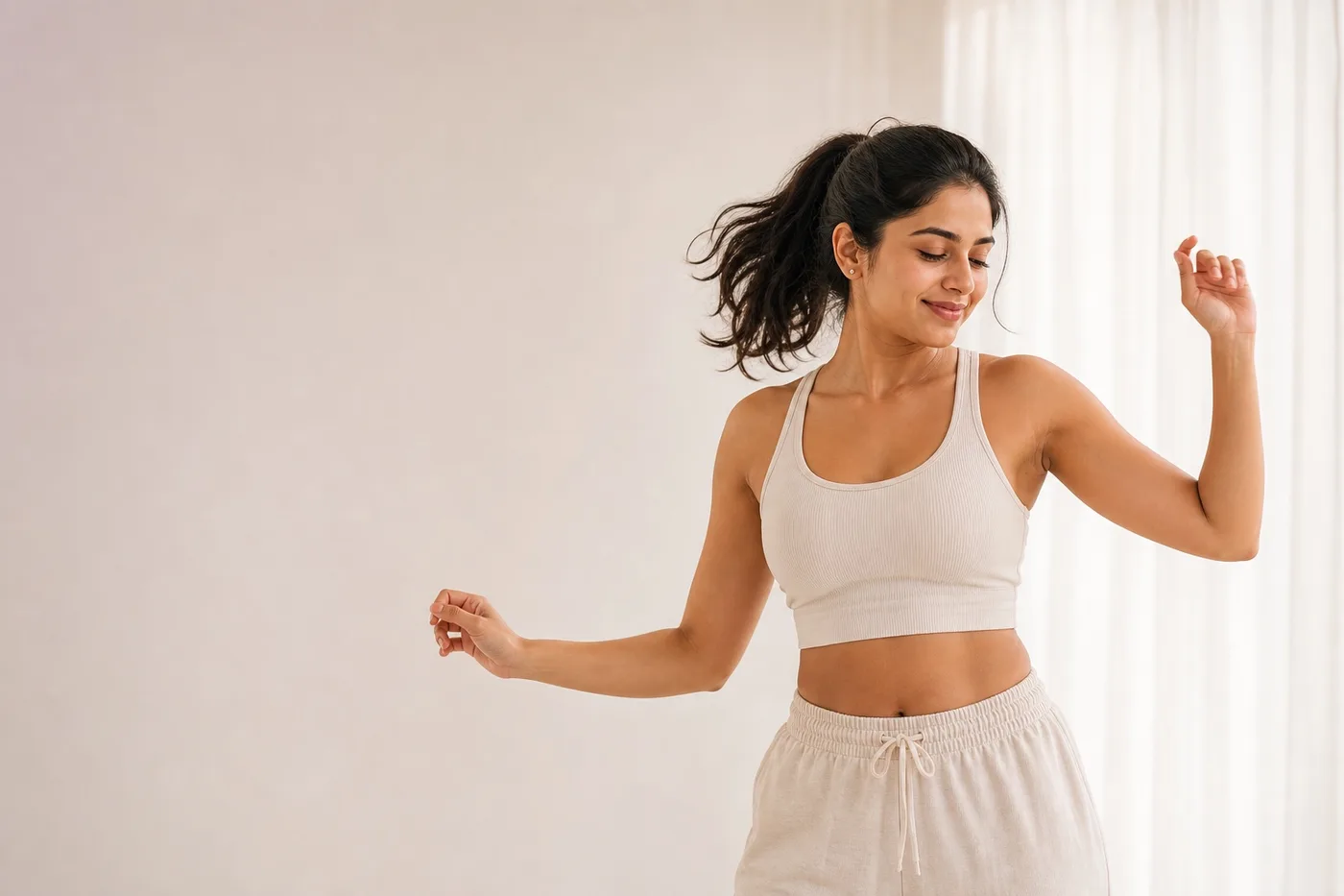 Woman enjoying gentle movement in daylight