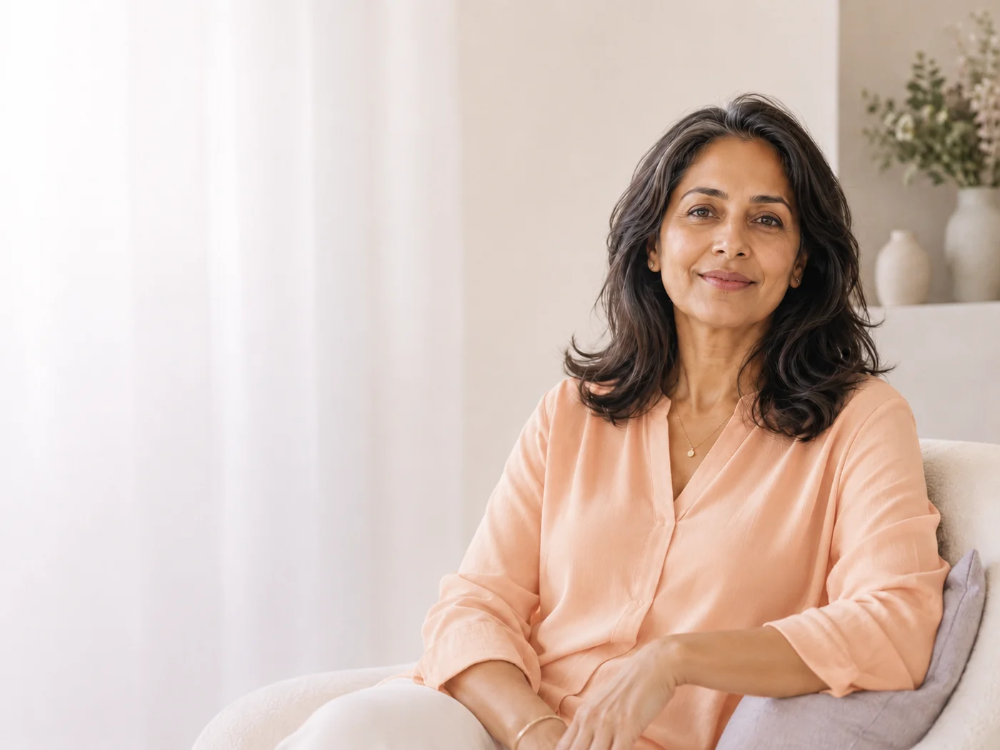 Midlife woman enjoying a quiet moment in daylight