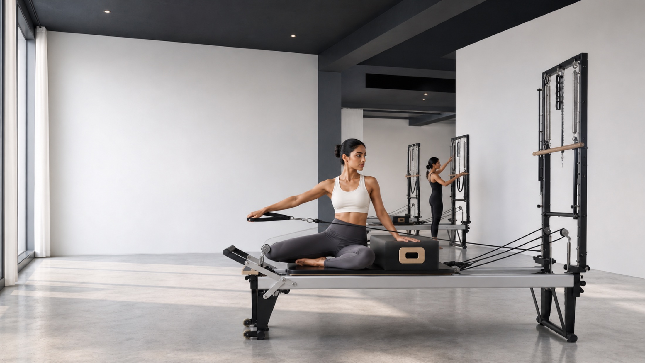 Private Pilates studio with Reformer and Half Cadillac equipment at Lyxaa