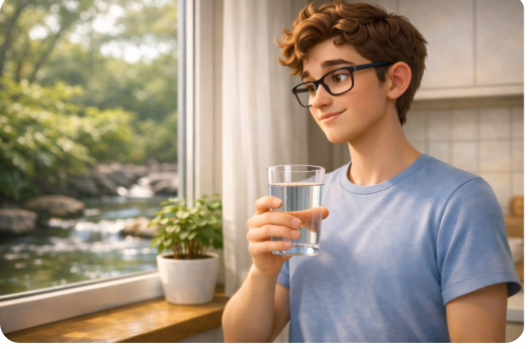 A glass of clean drinking water
